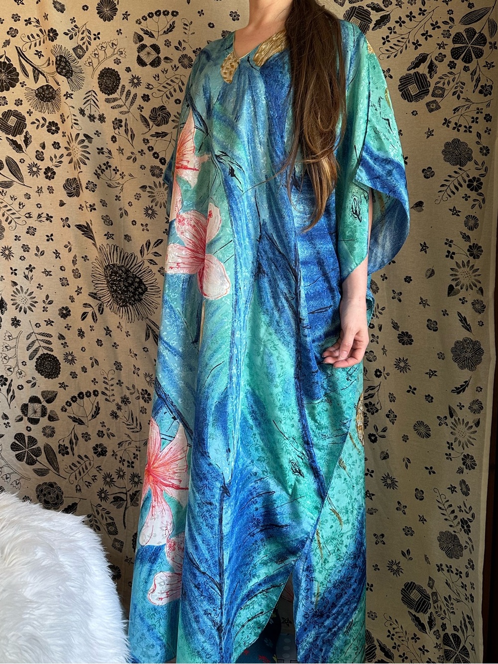 Winlar • Vintage Tropical Floral & Shell Caftan - Picture 7 of 14